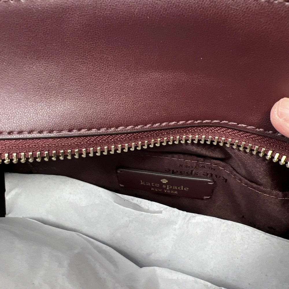 Kate Spade Flower Small Crossbody Bag Satchel Madison Granache Merlot Berry Tote